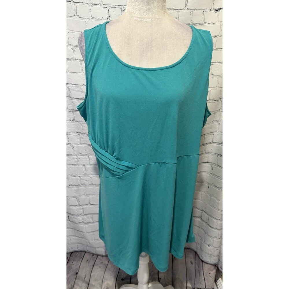 Susan Graver Liquid Knit Asymmetric Tank Top Teal Green Women Size XL